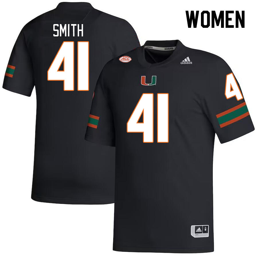 Women #41 Chase Smith Miami Hurricanes College Football Jerseys Stitched-Black